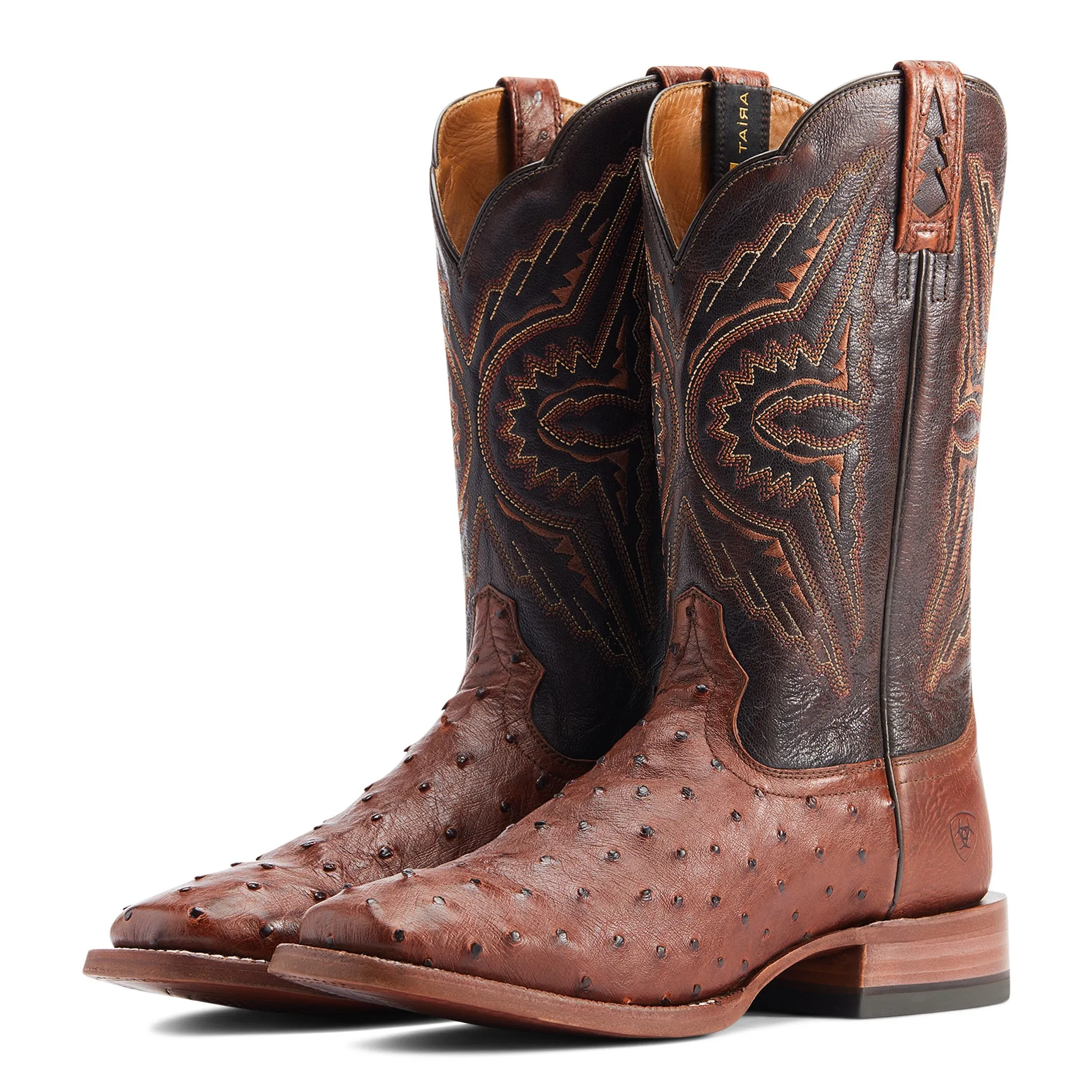 Ariat Men's Broncy Cinnamon Full Quill Ostrich Boots sold by Western Edge