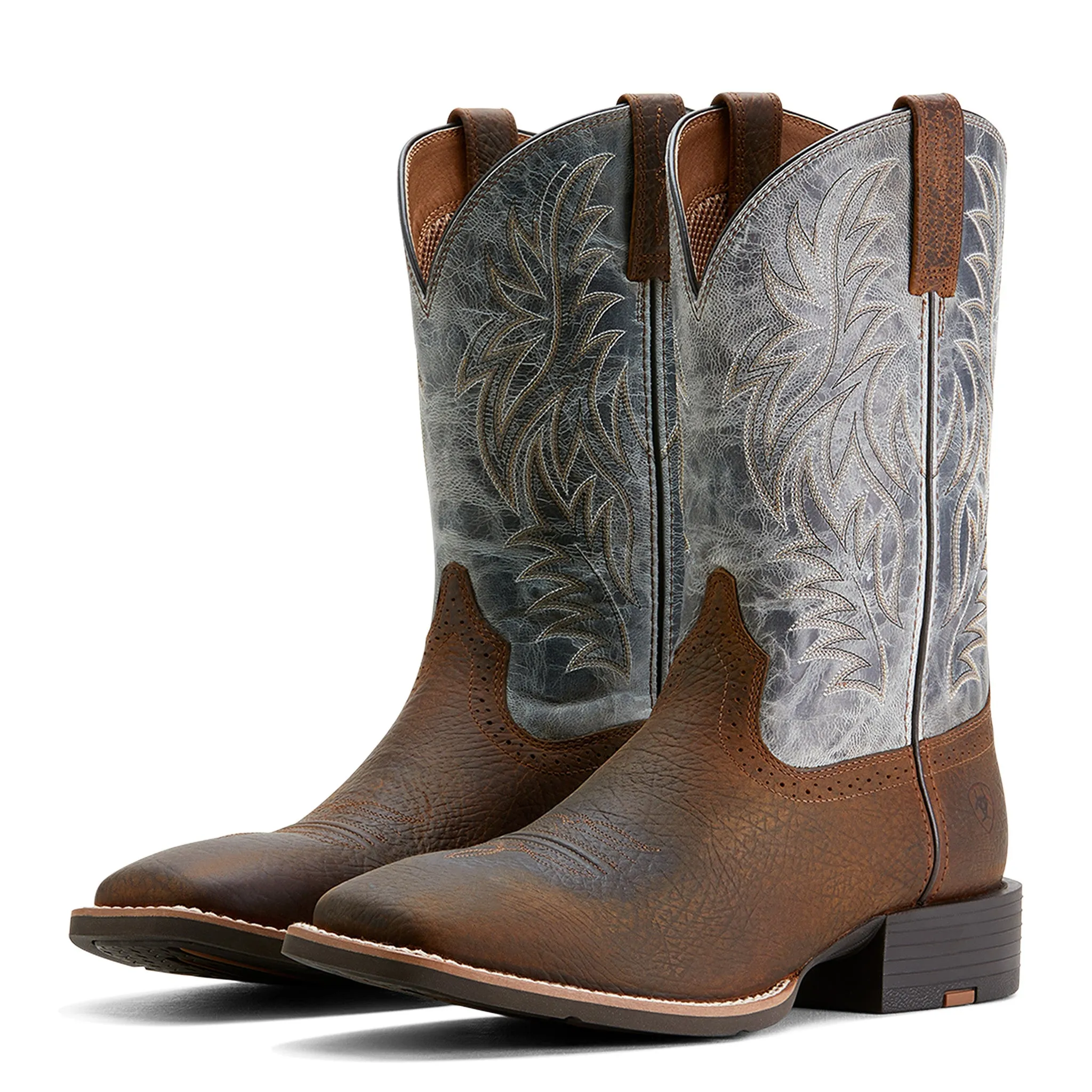 Ariat Sport Wide Square Toe Brown and Earth Blue Boot sold by Western Edge