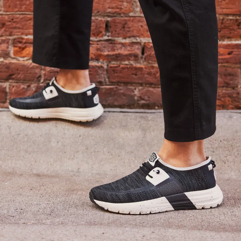 Hey Dude Sirocco Sport Stripe Black/White Sneaker sold by Western Edge