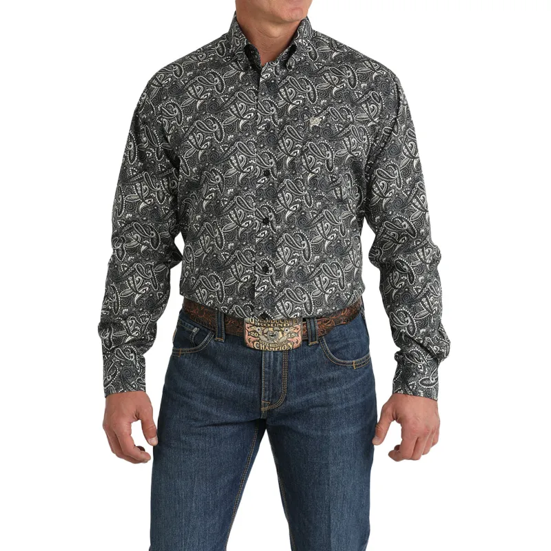 Cinch Men's Black Paisley Long Sleeve Button Down sold by Western Edge