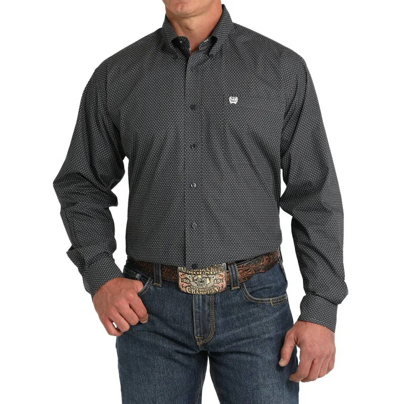 Cinch Men's Charcoal Geo Print Long Sleeve Button Down sold by Western Edge