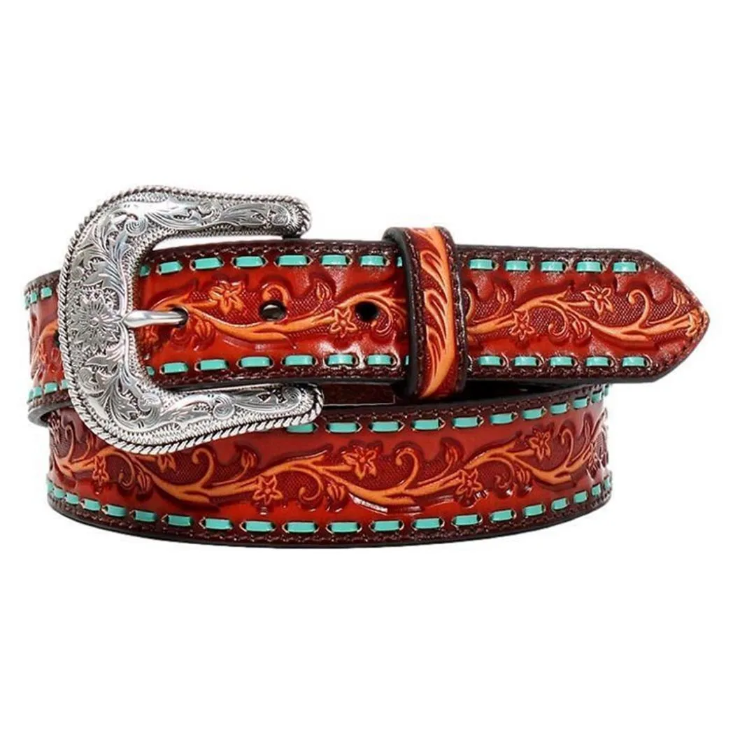 Ariat Women's Floral Tooled Buckstitch Belt sold by Western Edge