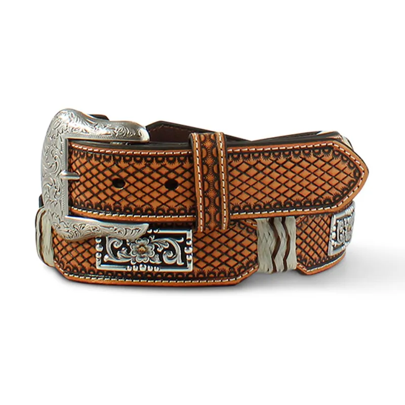 Ariat Men's Basket Weave Belt with Rawhide Conchos made by Ariat