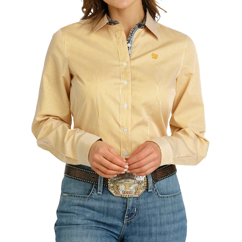 Cinch Women's Tencel Stripe Button Down Long Sleeve made by Cinch