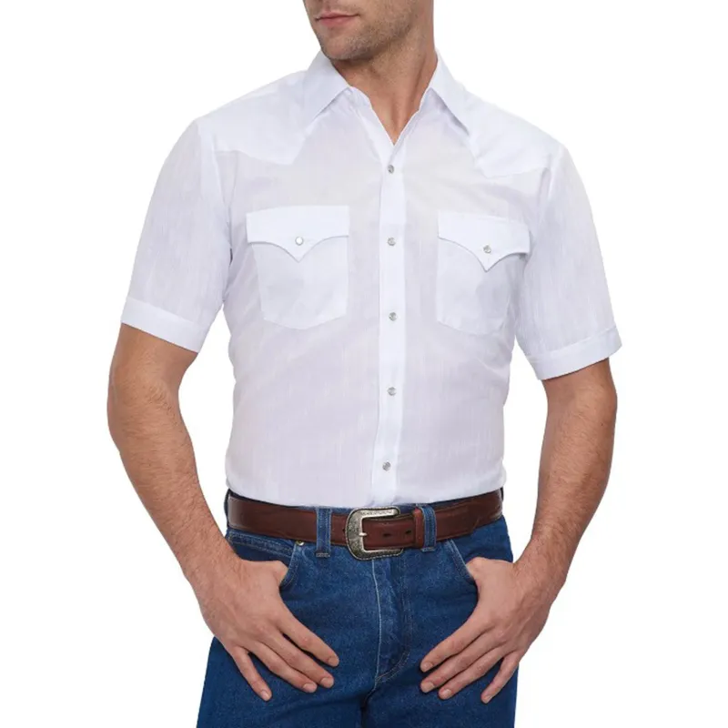 Ely Walker Men's White Short Sleeve made by Western Edge