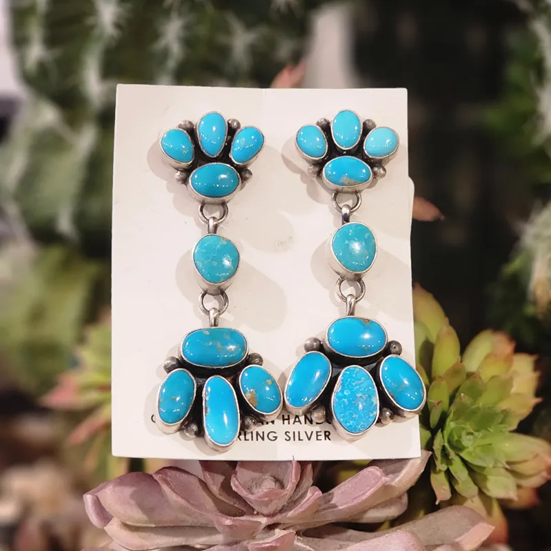 " Jessica "  Kingman Turquoise Dangle Earrings made by Western Edge
