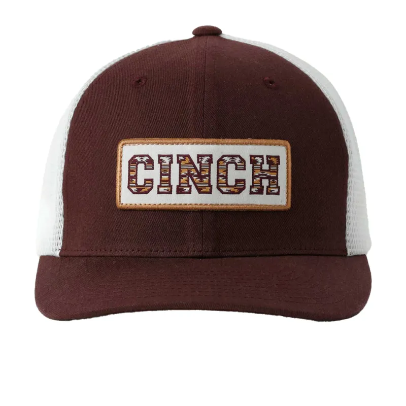 Cinch Maroon Aztec Patch Cap made by Cinch
