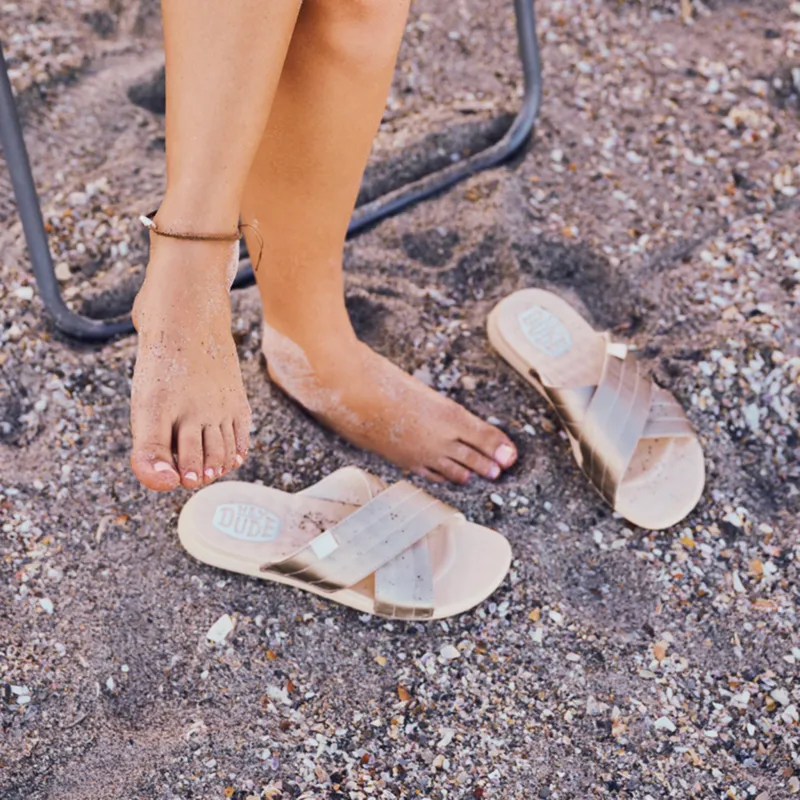 Hey Dude Women's Christi Slide Distressed Metallic sold by Western Edge