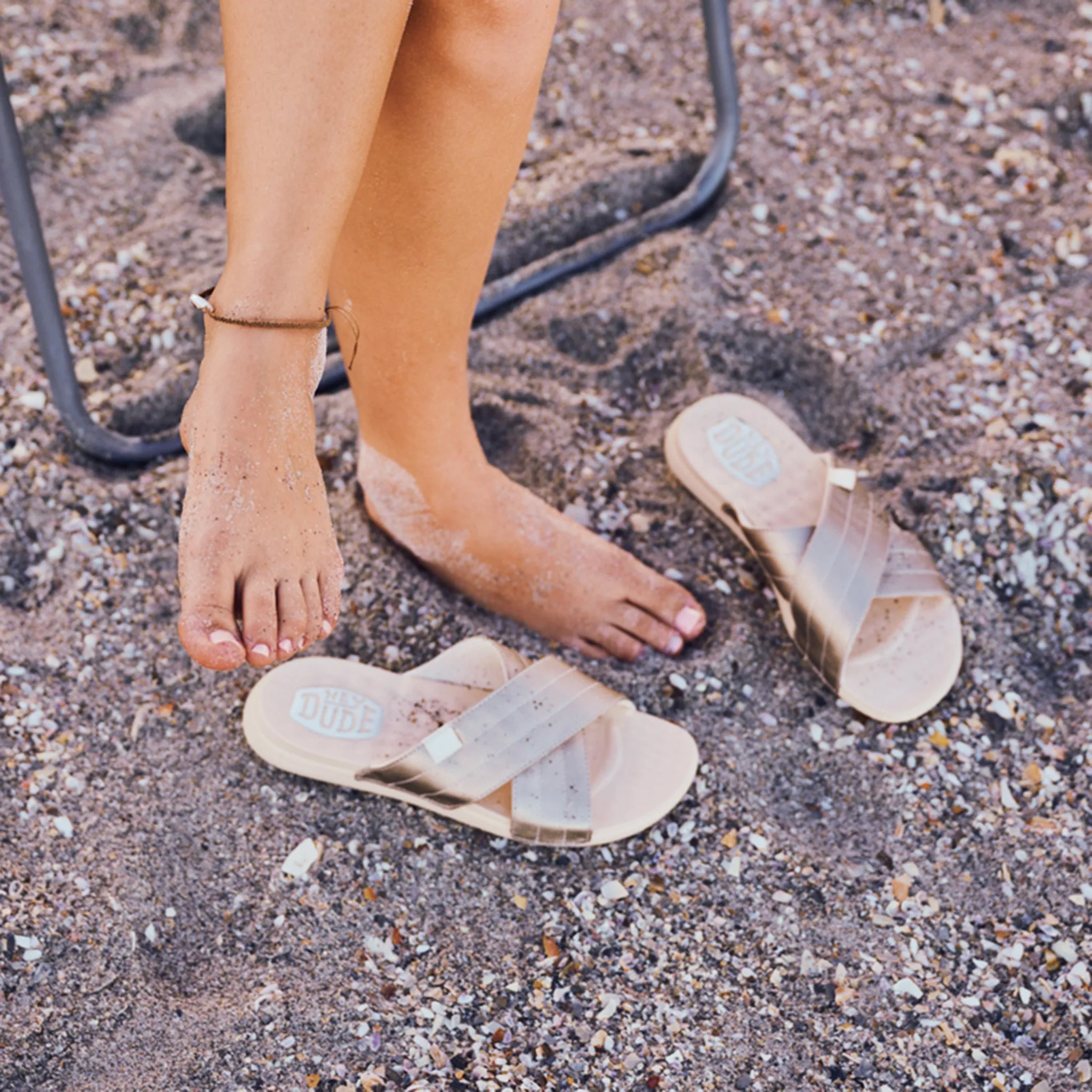 Hey Dude Women's Christi Slide Distressed Metallic sold by Western Edge