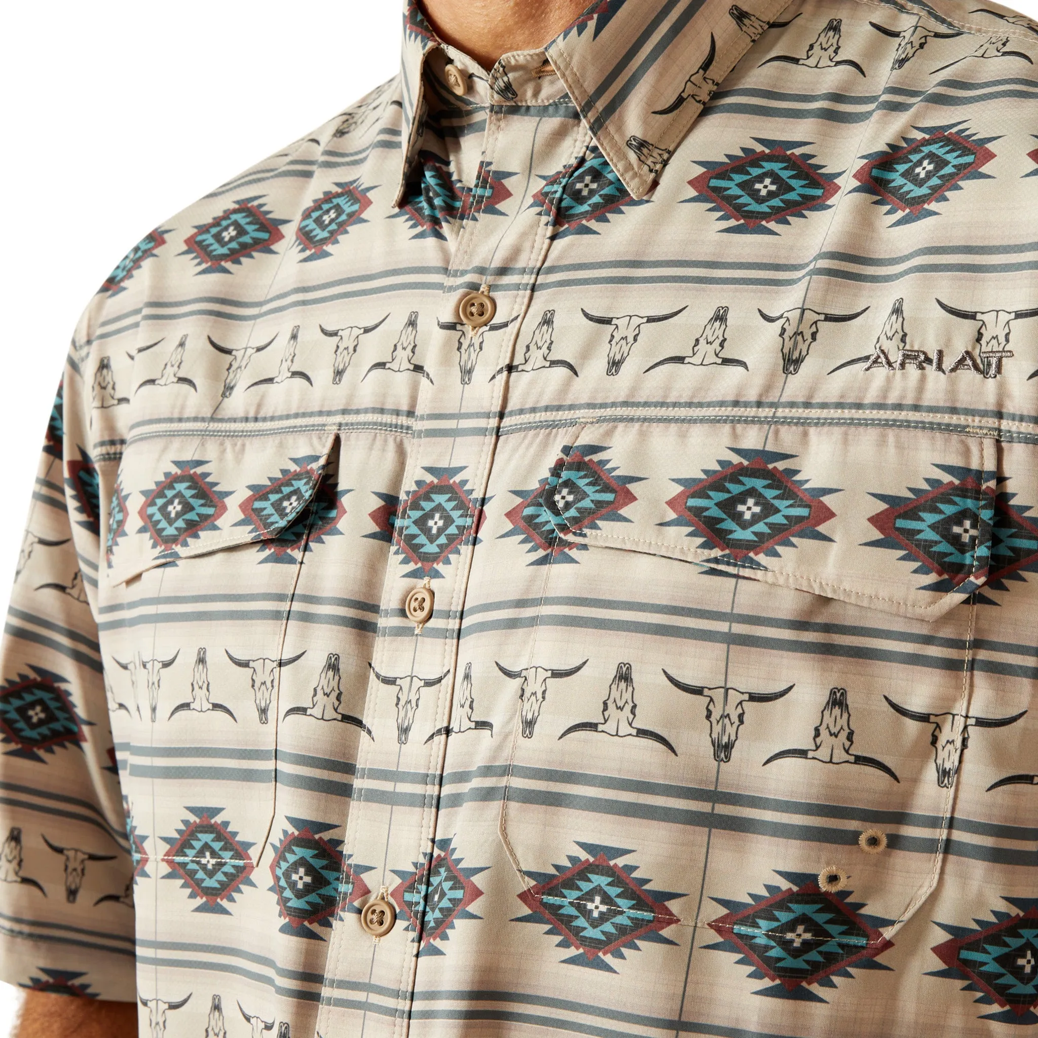 Ariat Men's VentTek Aztec Skull Short Sleeve sold by Western Edge product image thumbnail 3