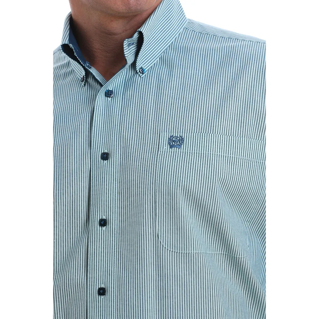 Cinch Men's Mint & Navy Micro Stripe Long Sleeve sold by Western Edge product image thumbnail 2