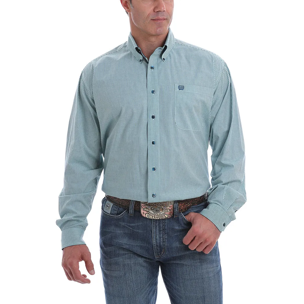 Cinch Men's Mint & Navy Micro Stripe Long Sleeve sold by Western Edge