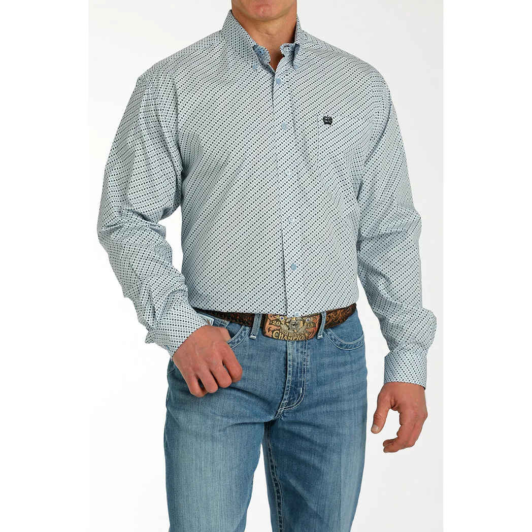 Cinch Men's Light Blue Geometric Print Long Sleeve sold by Western Edge product image thumbnail 2