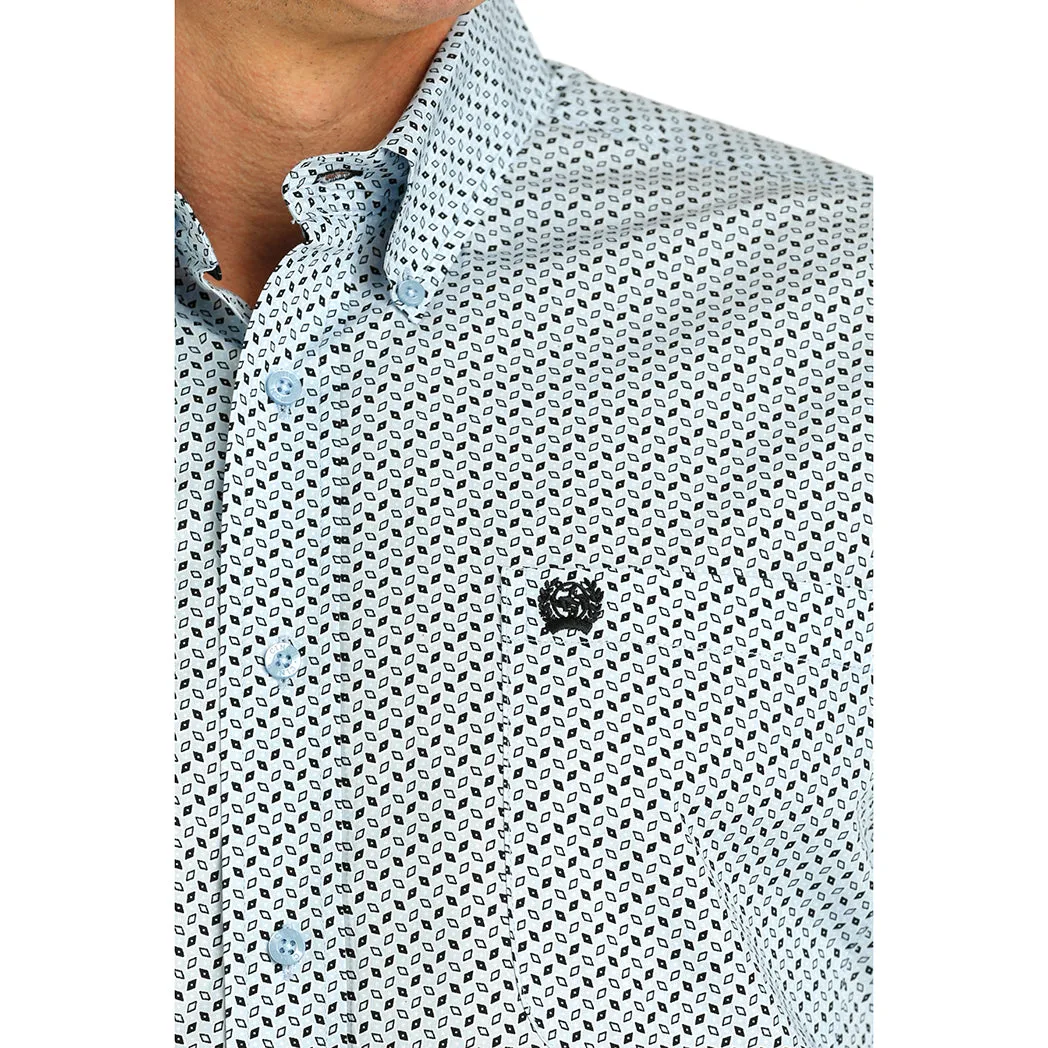 Cinch Men's Light Blue Geometric Print Long Sleeve sold by Western Edge product image thumbnail 3