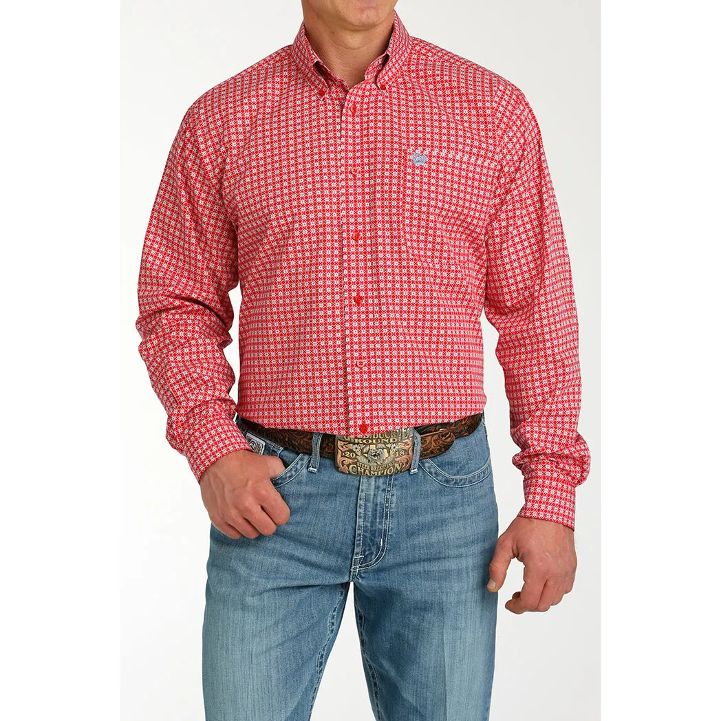 Cinch Men's Red Geo Print Long Sleeve sold by Western Edge