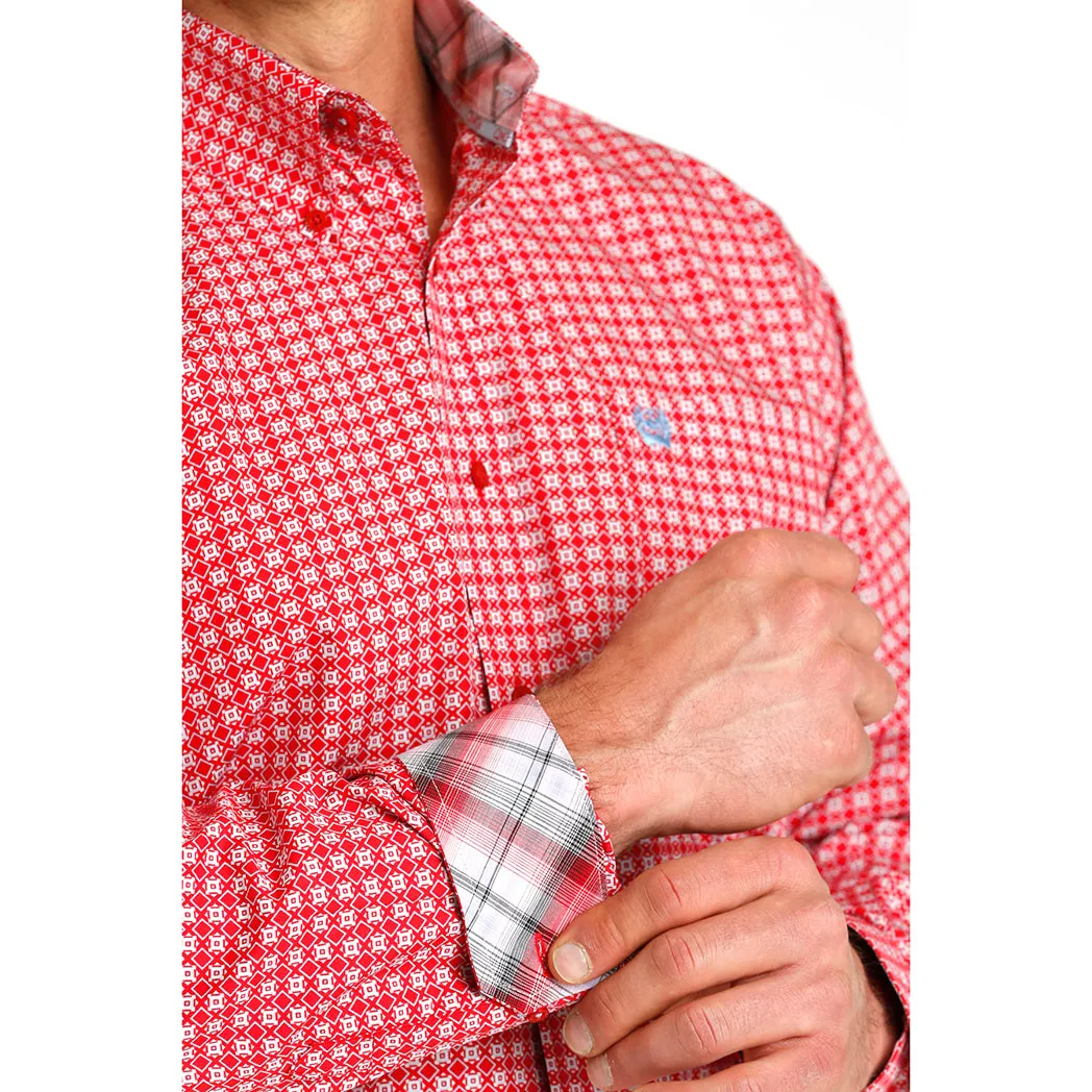 Cinch Men's Red Geo Print Long Sleeve sold by Western Edge product image thumbnail 3