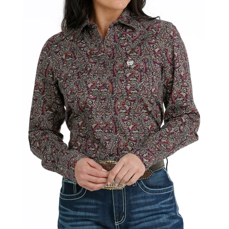 Cinch Women's Purple Paisley Long Sleeve made by Cinch