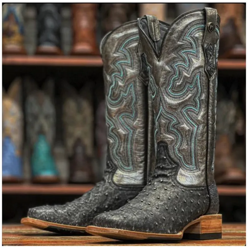 Tanner Mark Women's Fantasy Silver Ostrich Boots made by Western Edge
