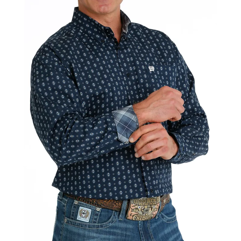 Cinch Mens Geo Navy Long Sleeve sold by Western Edge