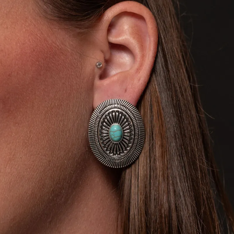 West and Co. Oval Concho Post Earrings made by Western Edge