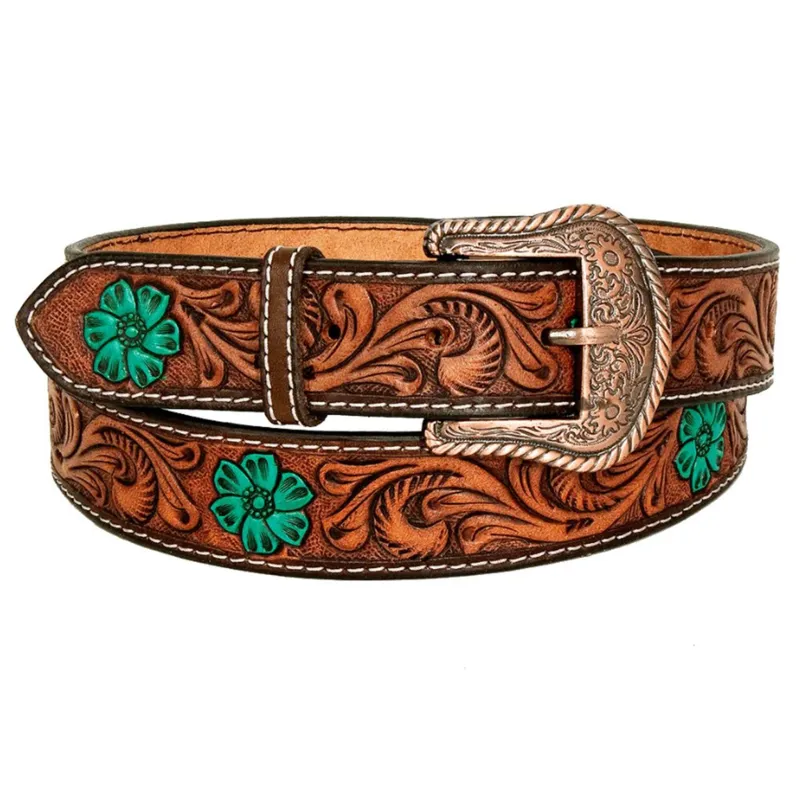 American Darling Women's Flower/Leaf Tooled Belt made by Western Edge