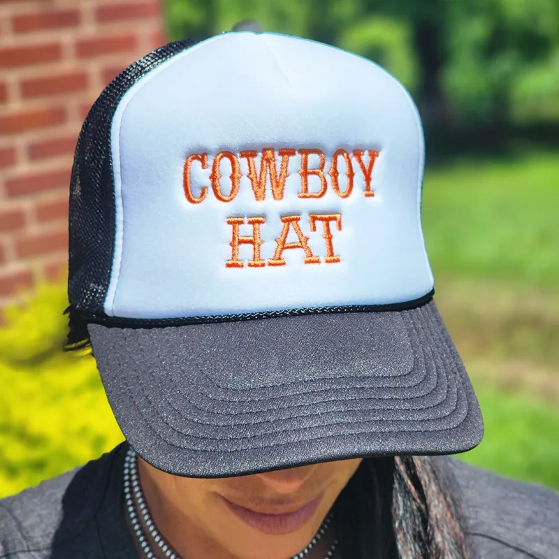 Trucker Cowboy Hat Cap Black & White made by Western Edge