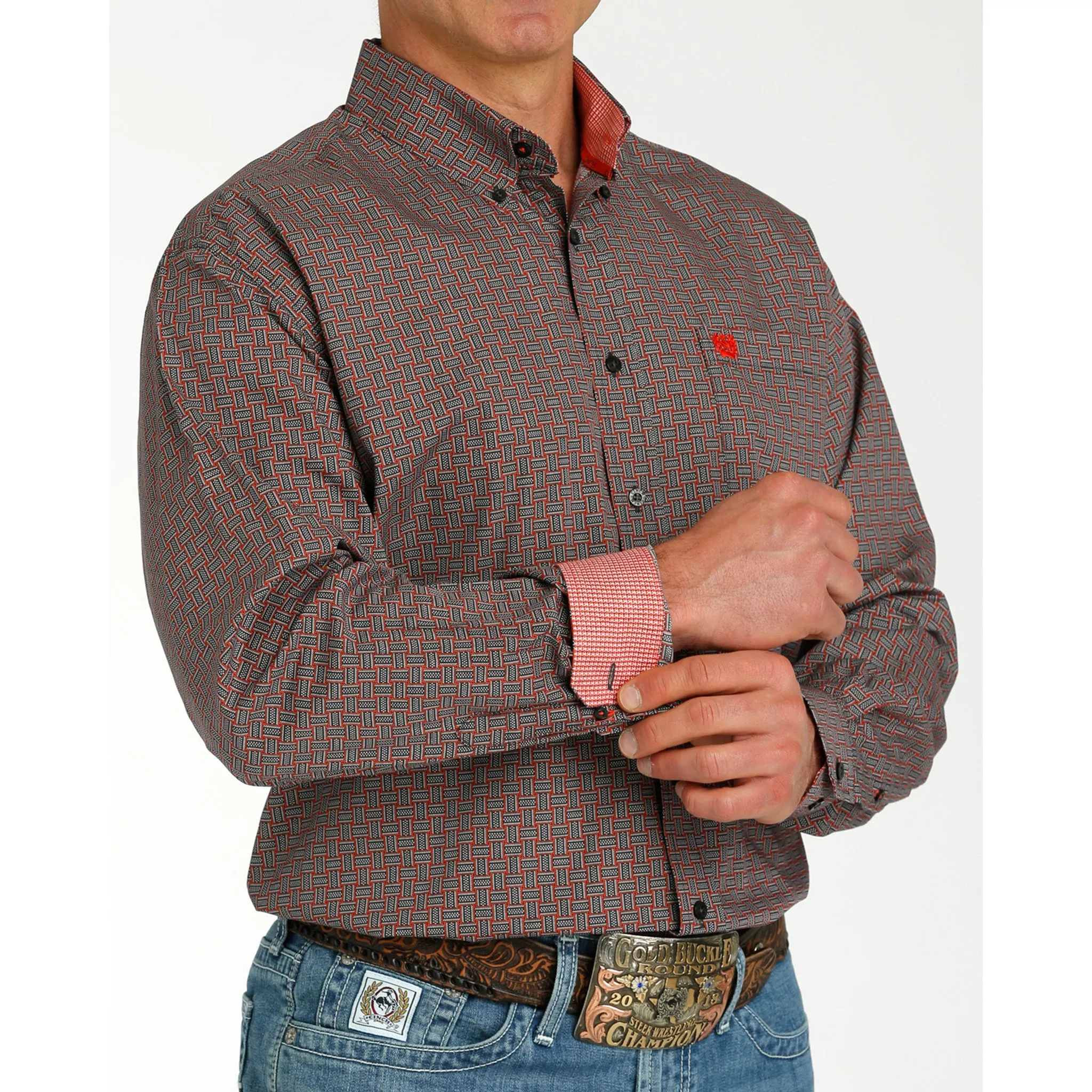 Cinch Men's Charcoal Print Long Sleeve sold by Western Edge product image thumbnail 3