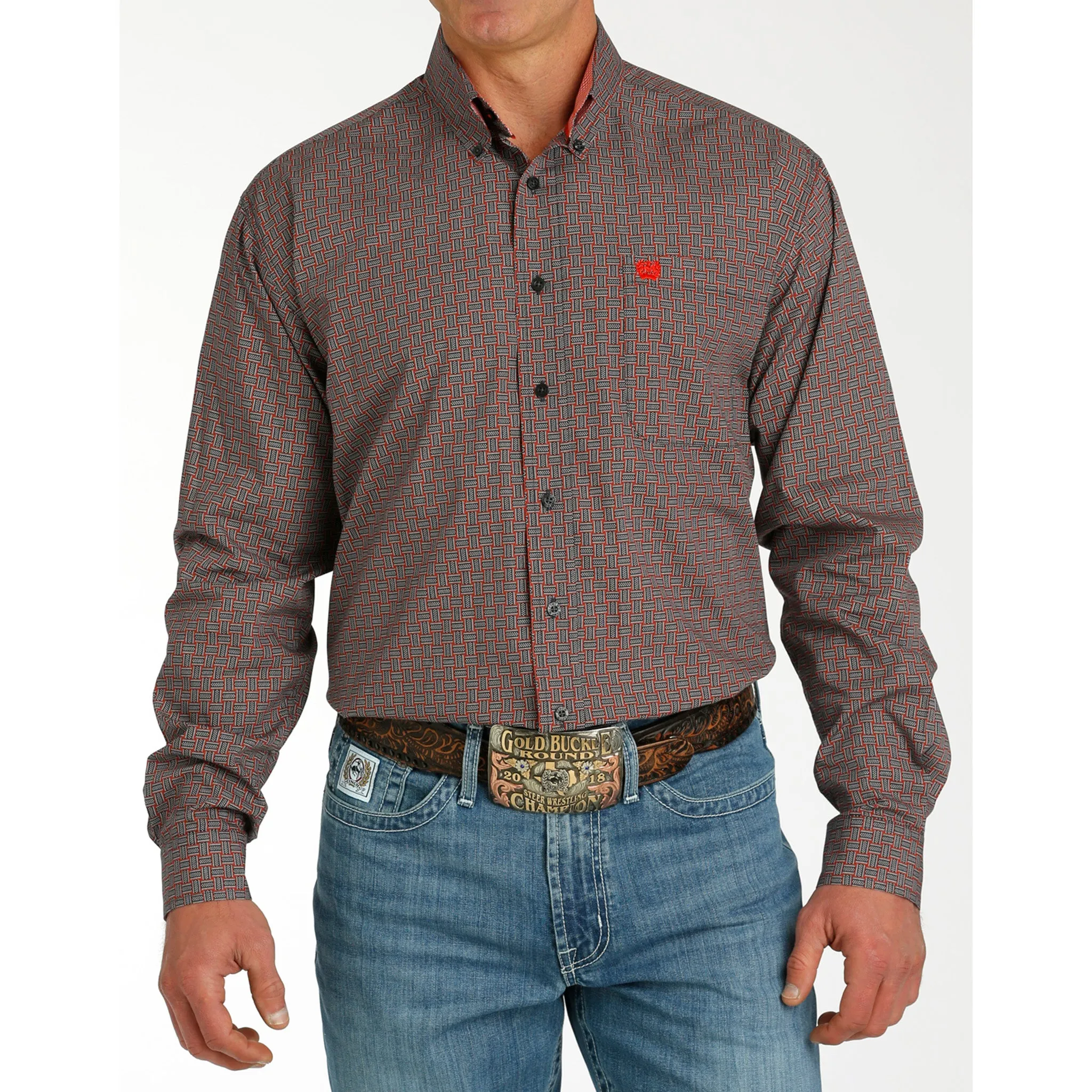 Cinch Men's Charcoal Print Long Sleeve sold by Western Edge