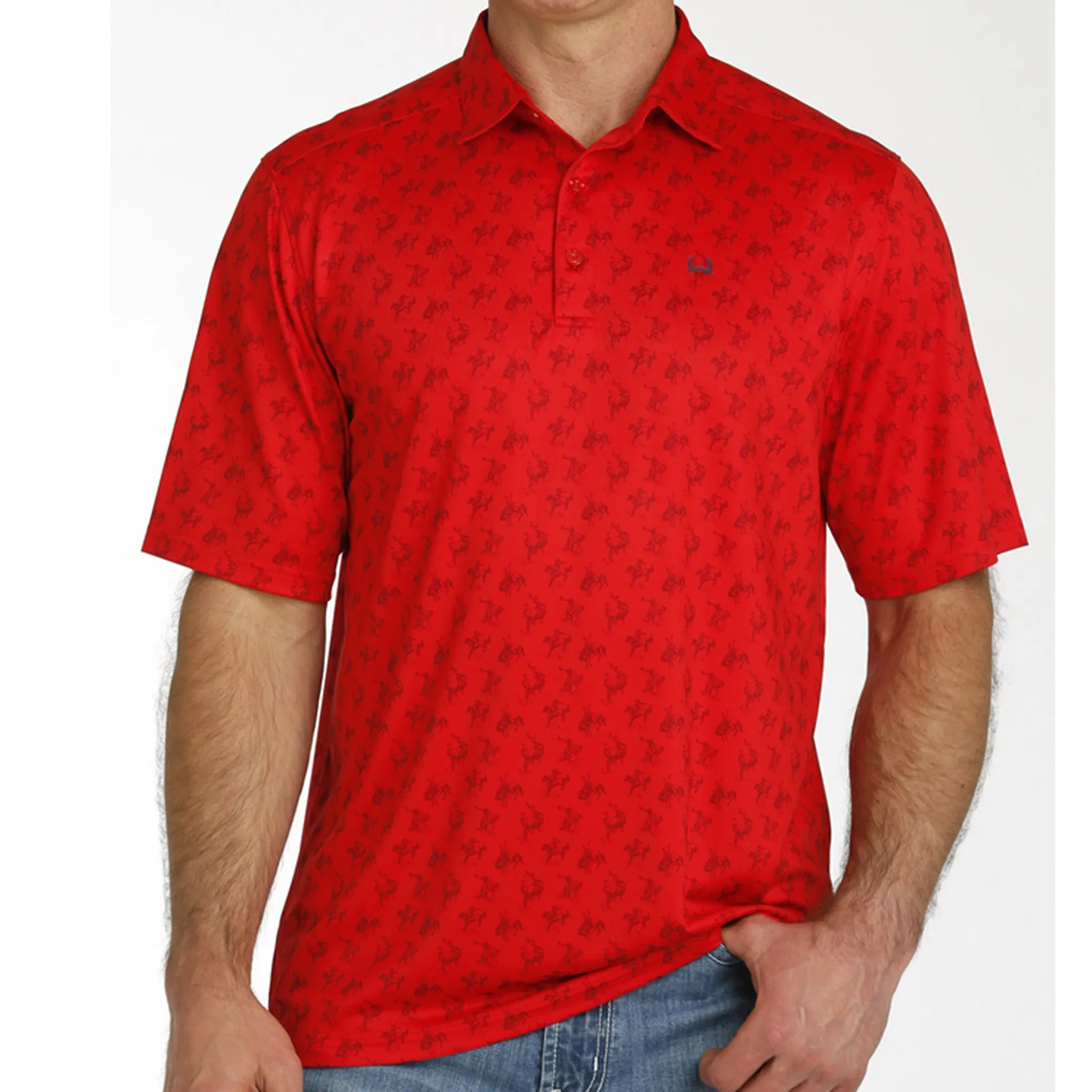 Cinch Men's Red & Brown ArenaFlex Polo sold by Western Edge
