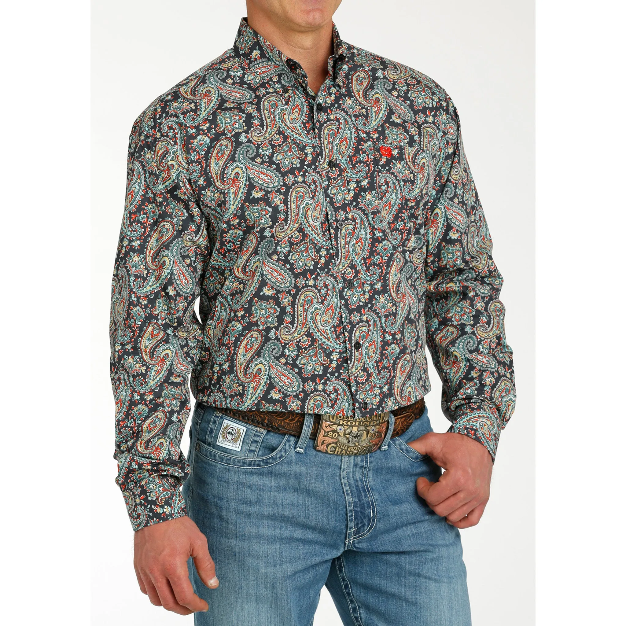 Cinch Men's Charcoal Paisley Long Sleeve sold by Western Edge product image thumbnail 3