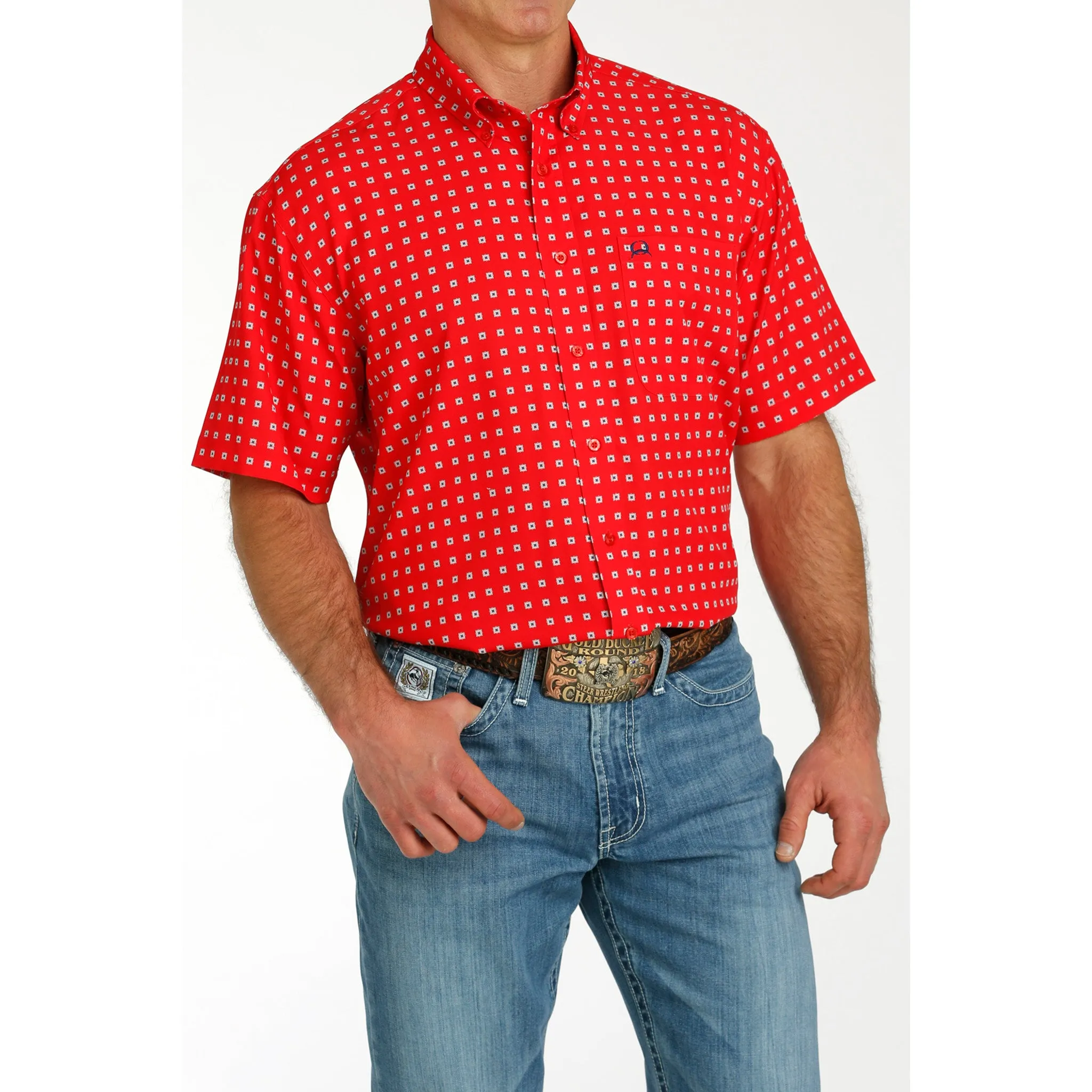 Cinch Men's Red Print Arenaflex Short Sleeve sold by Western Edge product image thumbnail 3