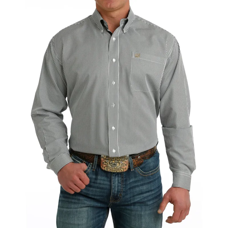 Cinch Men's Stripe White Long Sleeve sold by Western Edge