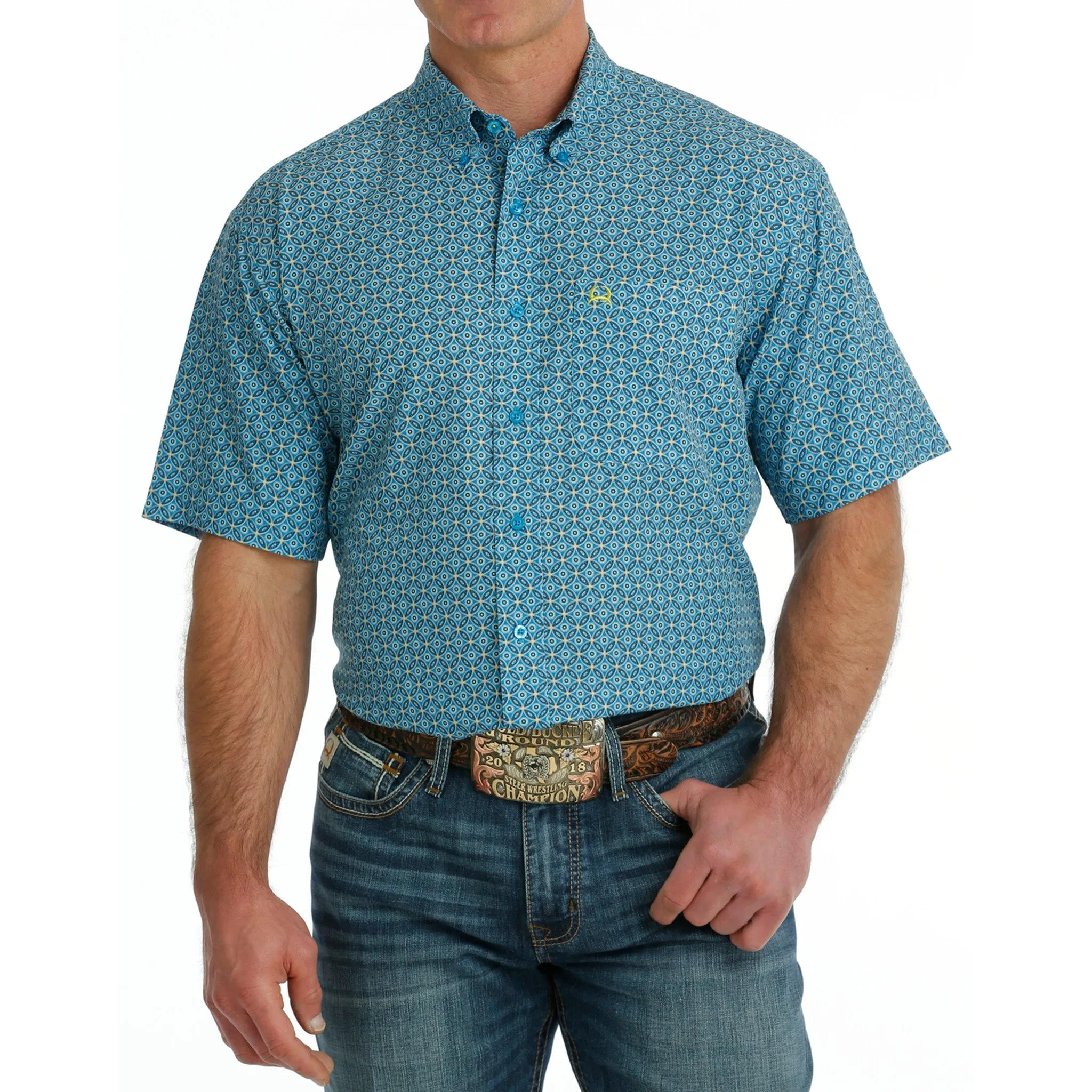 Cinch Men's Short Sleeve Blue Arenaflex sold by Western Edge