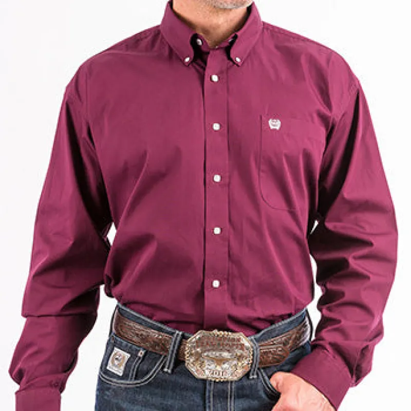 Cinch Men's Burgundy Solid Long Sleeve Shirt sold by Western Edge
