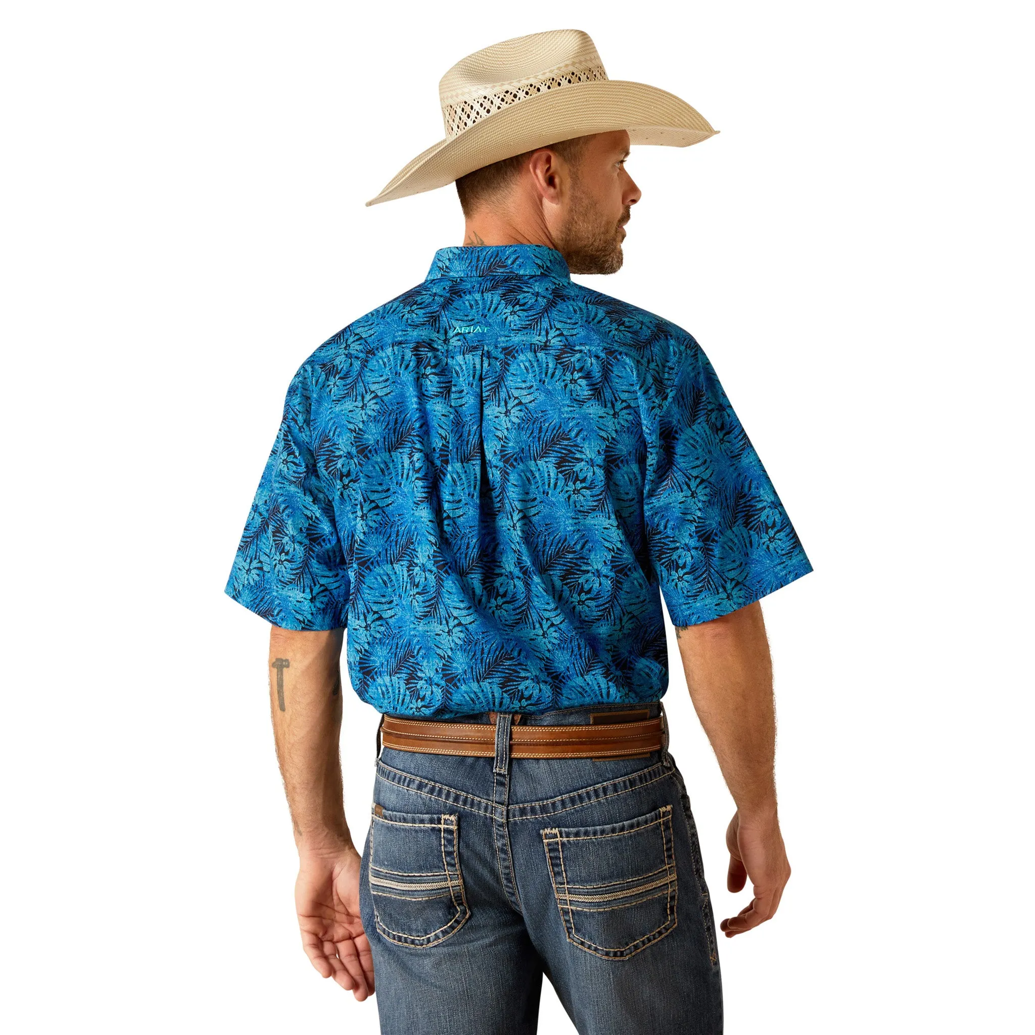 Ariat Men's Blue Kylo Hawaiian Print Short Sleeve sold by Western Edge product image thumbnail 2