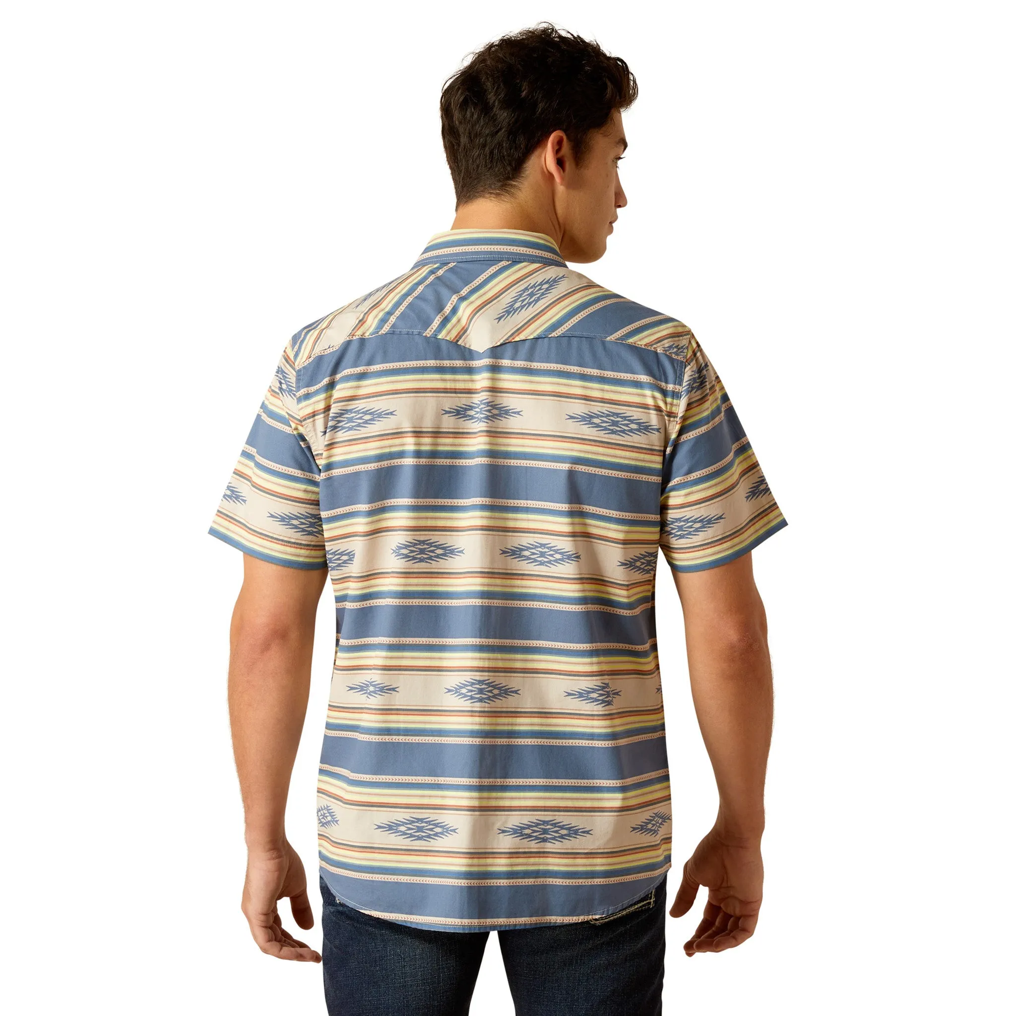 Ariat Men's Hebastian Sand & Blue Short Sleeve sold by Western Edge product image thumbnail 2