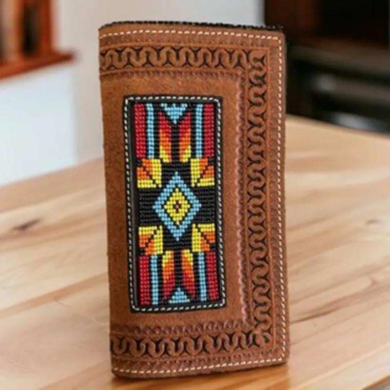 Twisted X Roughout/Beaded Rodeo Wallet/Checkbook made by Twisted X