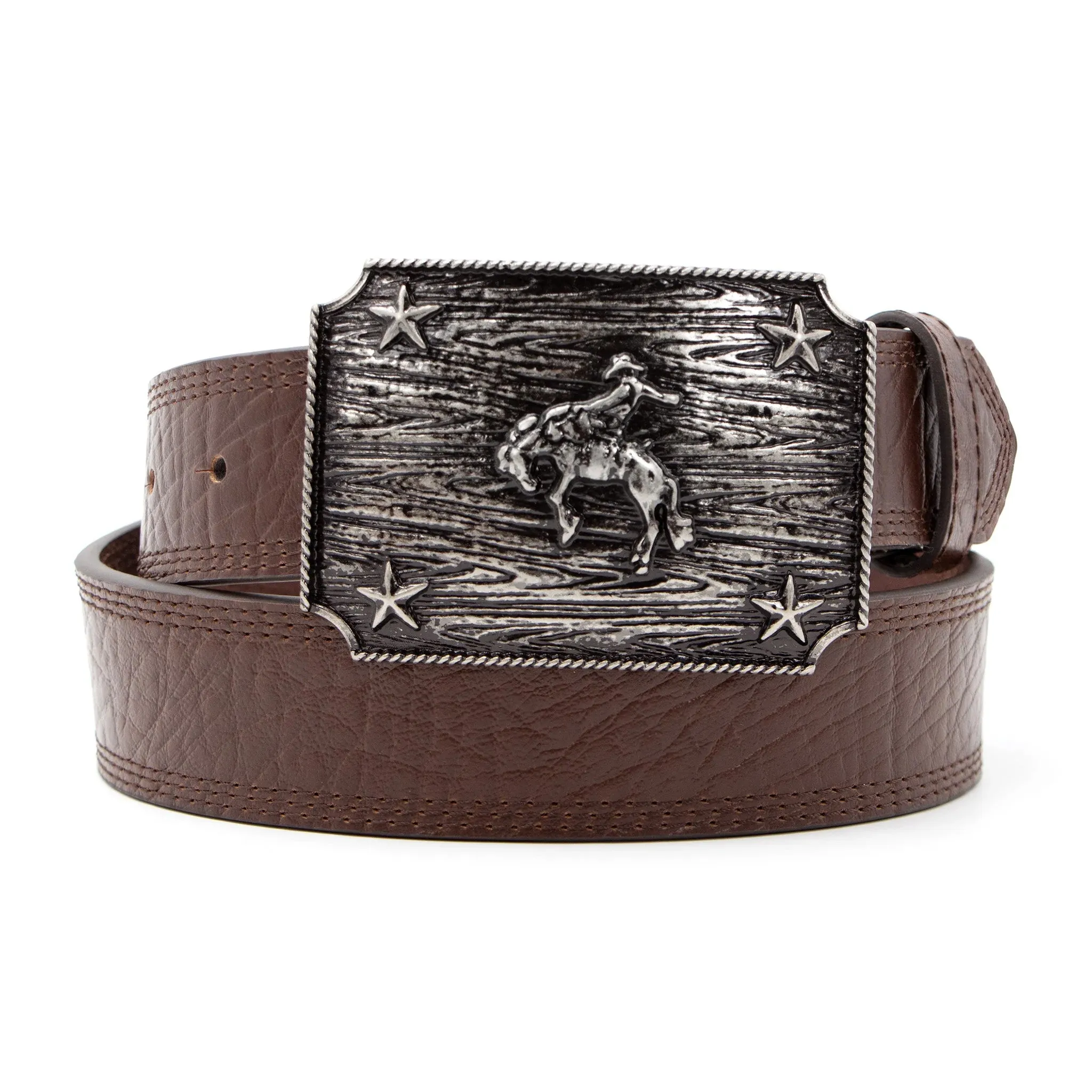 AndWest Men's Iconic Bronc Rider Plaque Buckle Belt sold by Western Edge