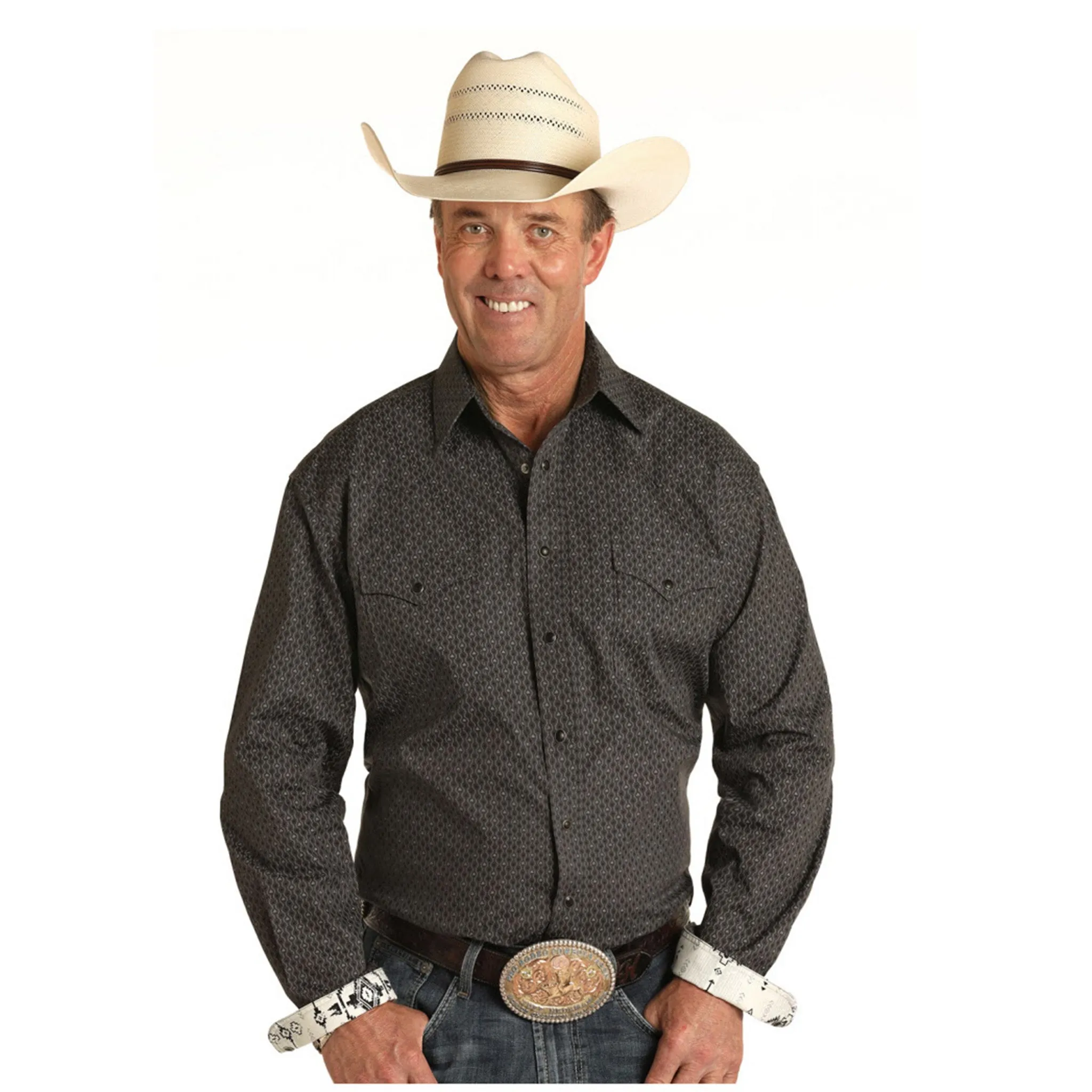Panhandle Slim Men's Charcoal Long Sleeve Print sold by Western Edge