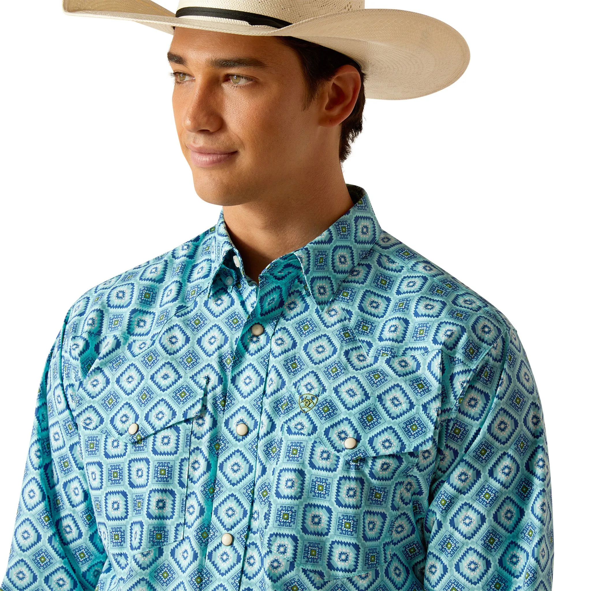 Ariat Men's Turquoise Geo Print Shirt sold by Western Edge product image thumbnail 3