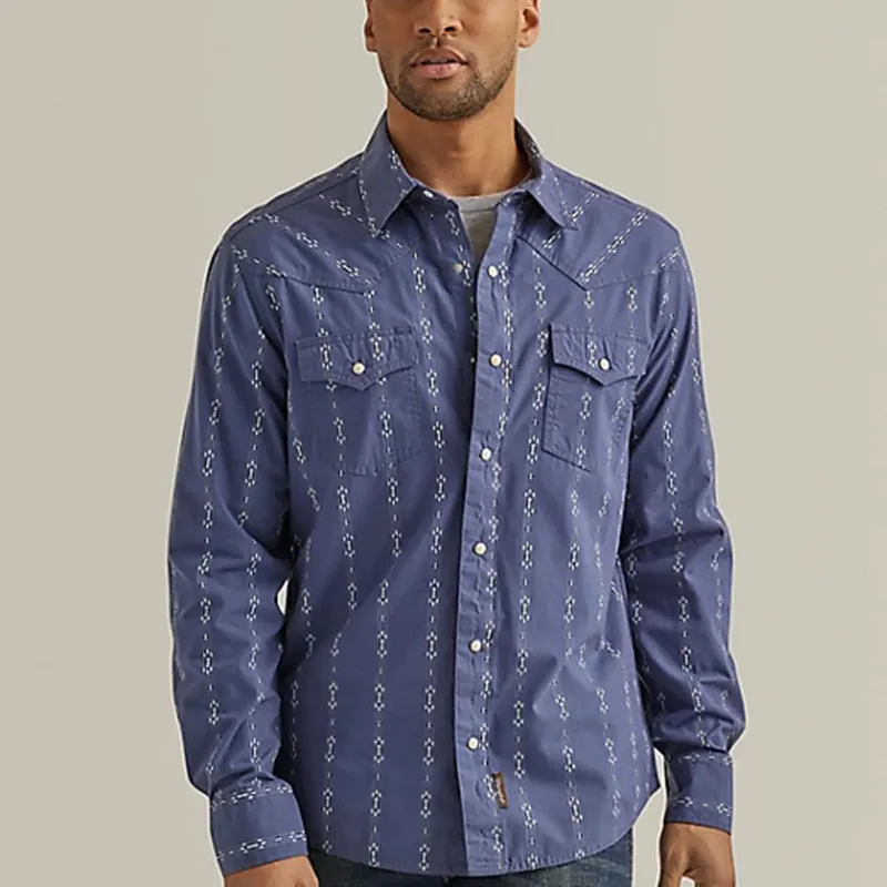 Wrangler Men's Vintage Indigo Western Shirt made by Western Edge
