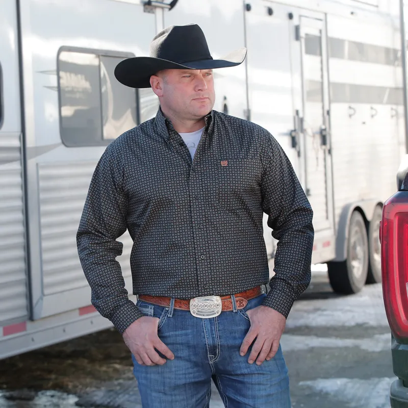 Cinch Men's Black Foulard Print Shirt sold by Western Edge