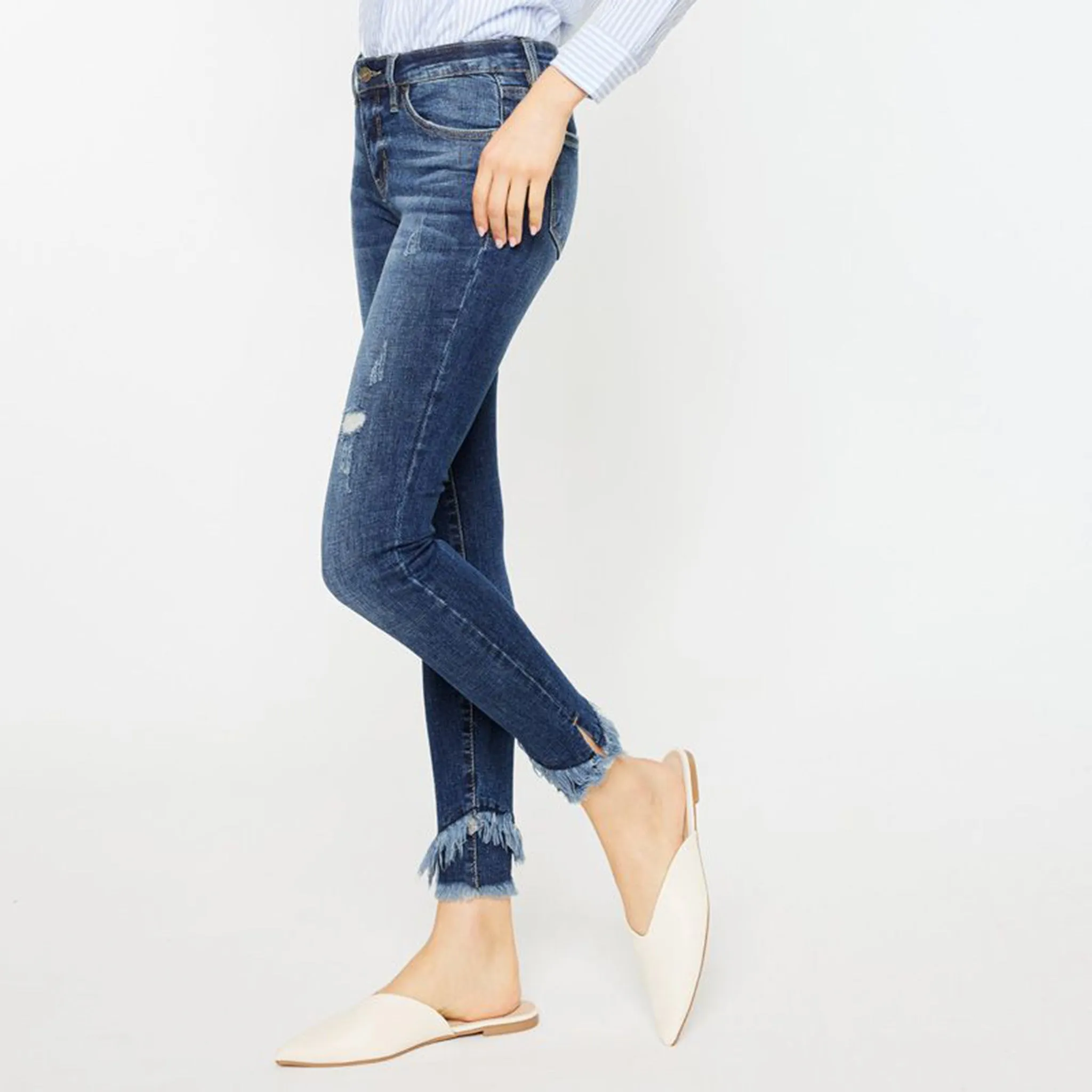 KanCan Women's Mid-Rise Frayed Ankle Skinny Jeans sold by Western Edge product image thumbnail 2