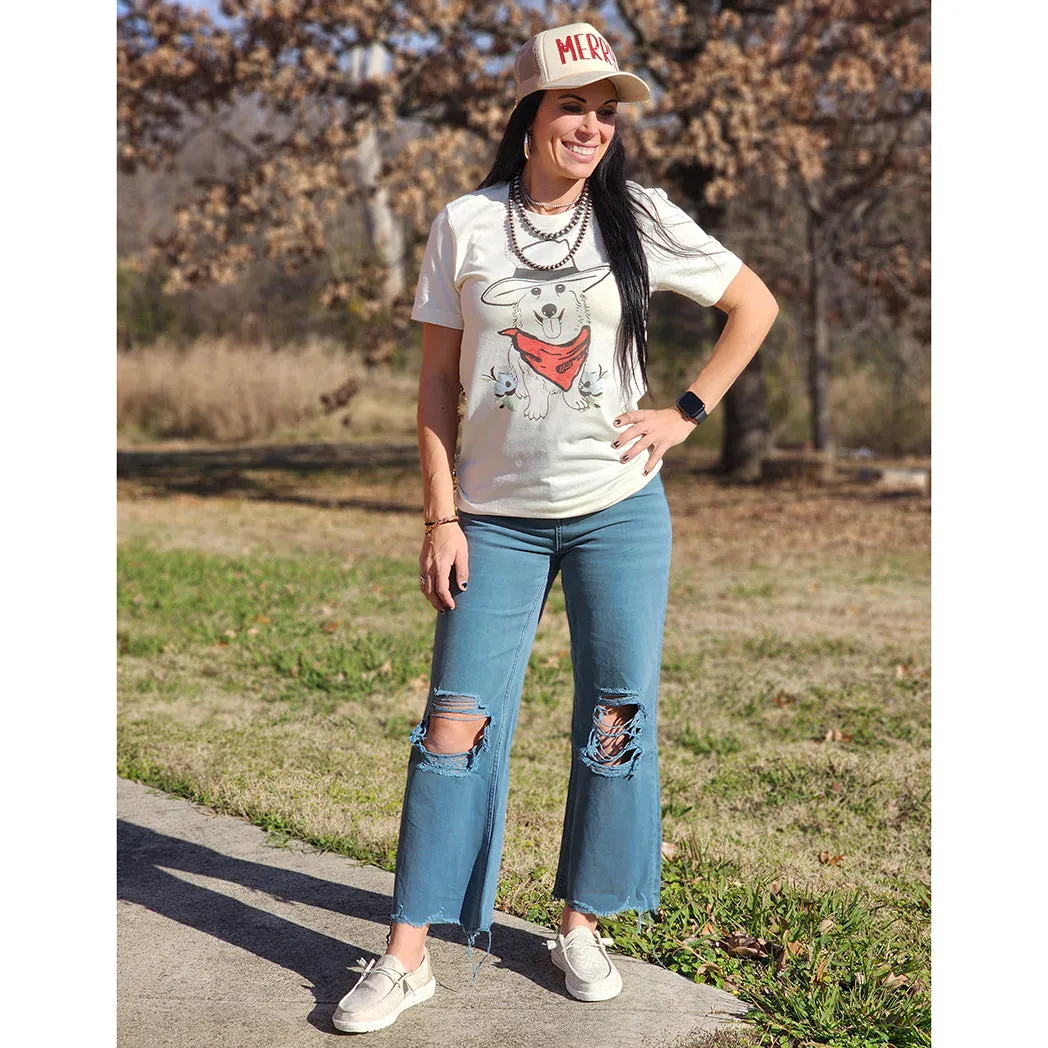 Vervet Blue Grey 90's Distressed Crop Jeans sold by Western Edge product image thumbnail 2