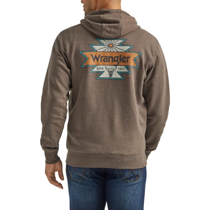 Wrangler Men's Brown Full Zip Hoodie made by Western Edge