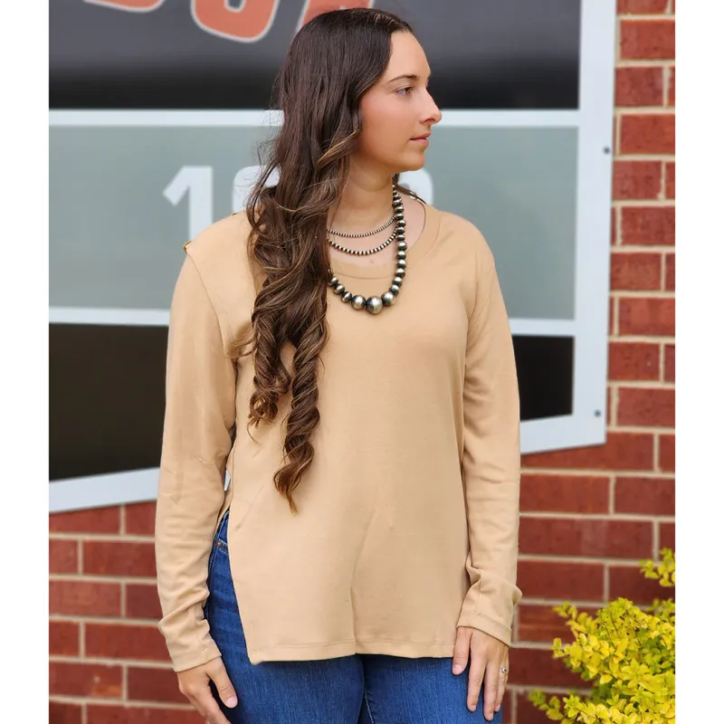 Southern Grace Women's Ivory Side Split Top made by Southern Grace