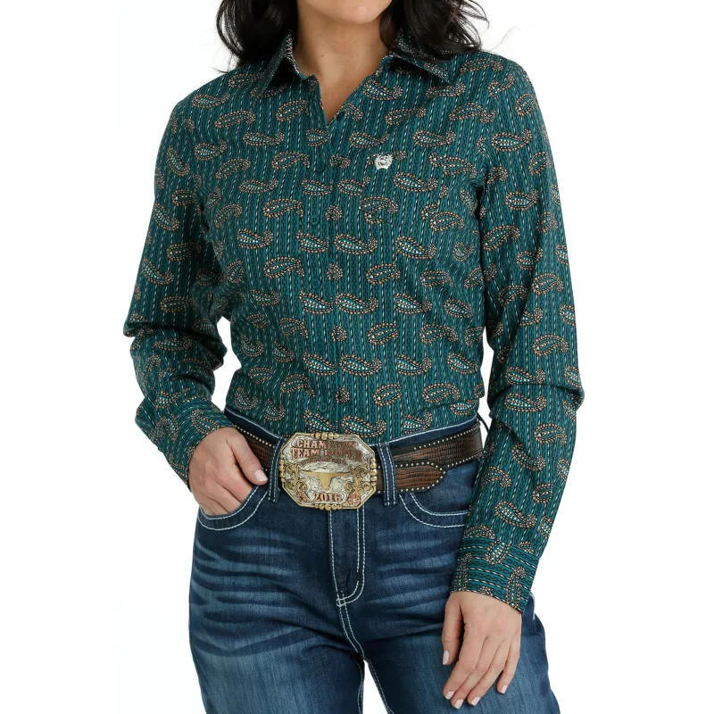 Cinch Women's Teal Paisley Shirt made by Cinch