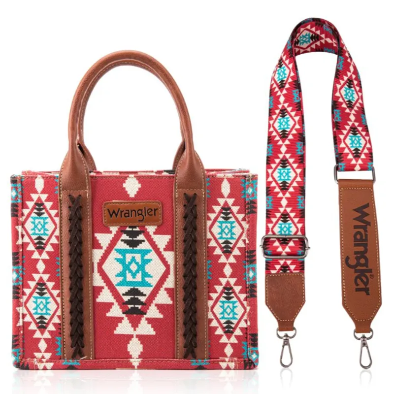 Wrangler Burgandy Aztec Crossbody Tote sold by Western Edge