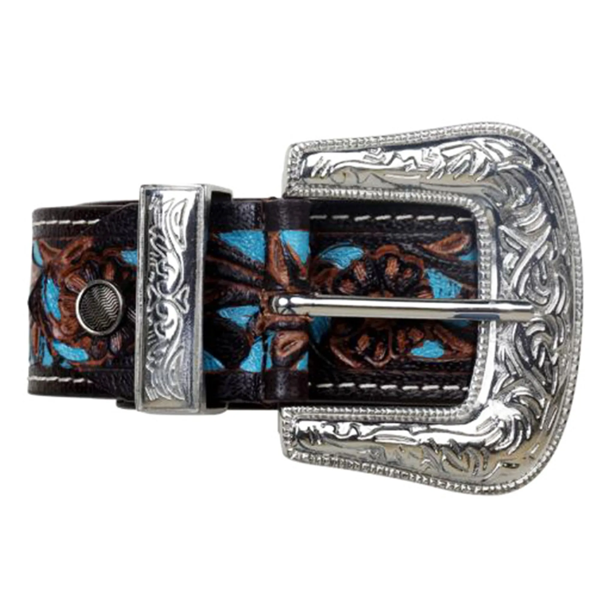 Myra Bags Women's Brown Turquoise Inlay Floral Belt sold by Western Edge product image thumbnail 3