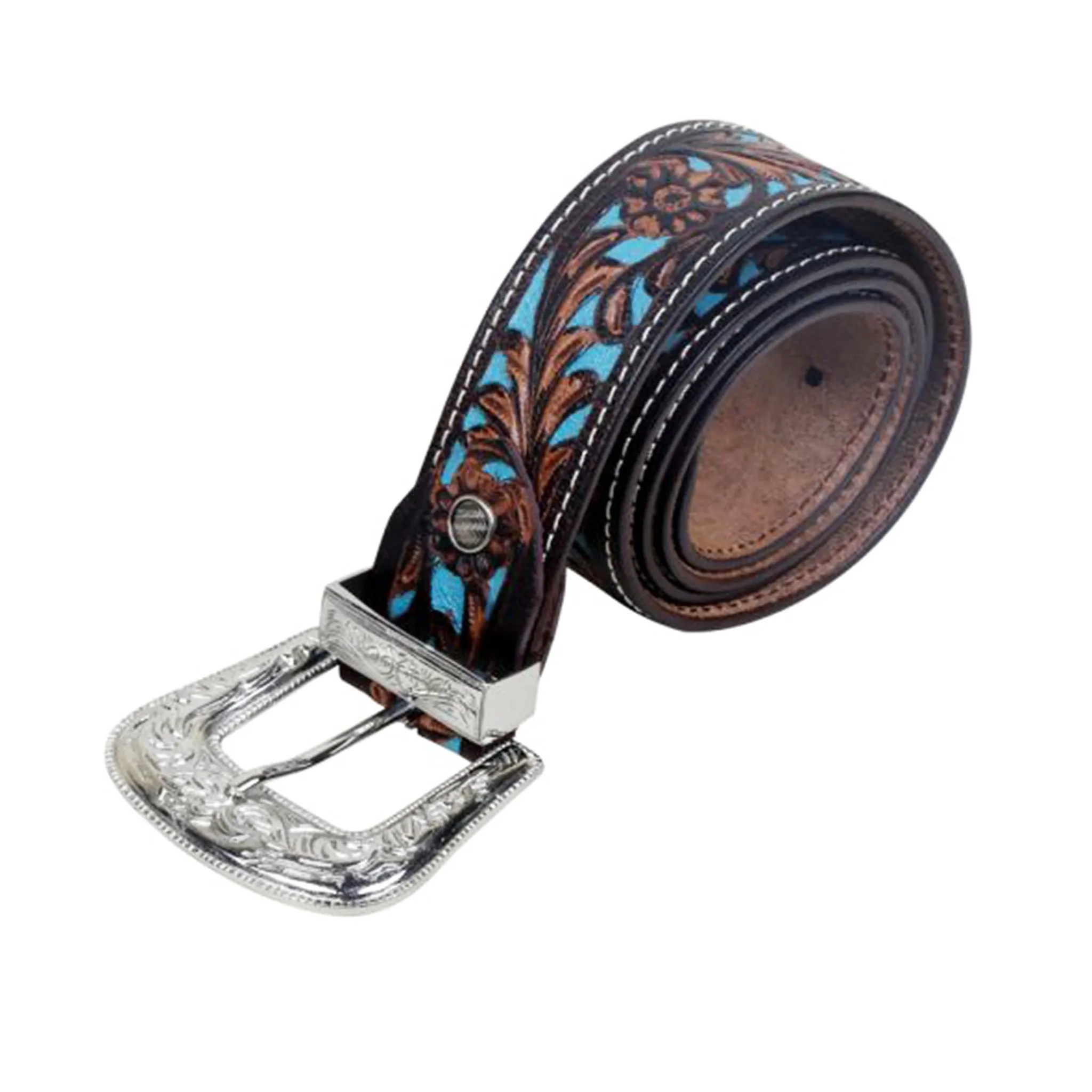 Myra Bags Women's Brown Turquoise Inlay Floral Belt sold by Western Edge product image thumbnail 2